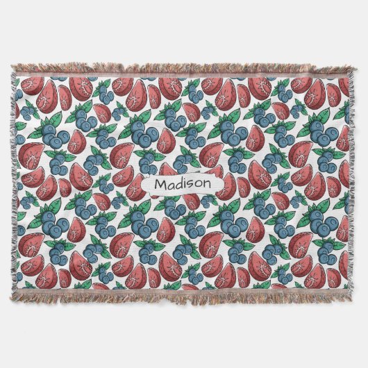 Berries Pattern individuelle Name werfen Decke (Vorderseite)