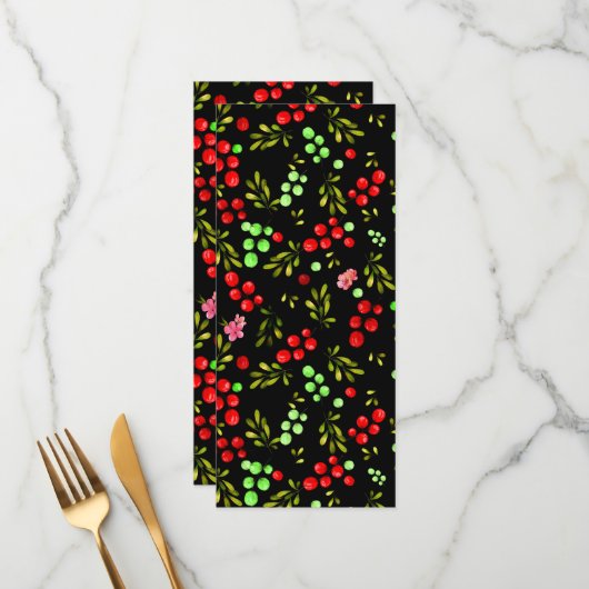 Berries Pattern Menükarte (Vorderseite/Rückseite Beispiel)
