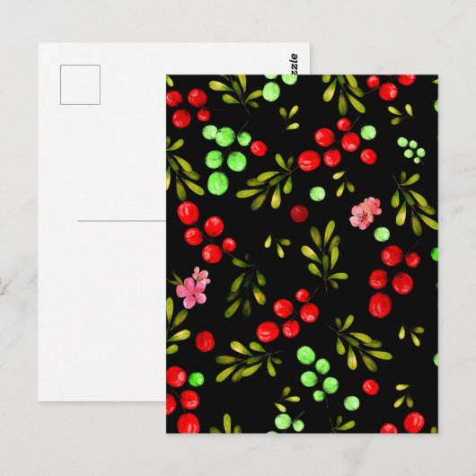 Berries Pattern Postkarte (Vorne/Hinten)
