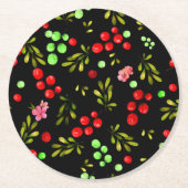 Berries Pattern Runder Pappuntersetzer (Vorderseite)