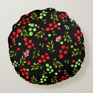 Berries Pattern Rundes Kissen