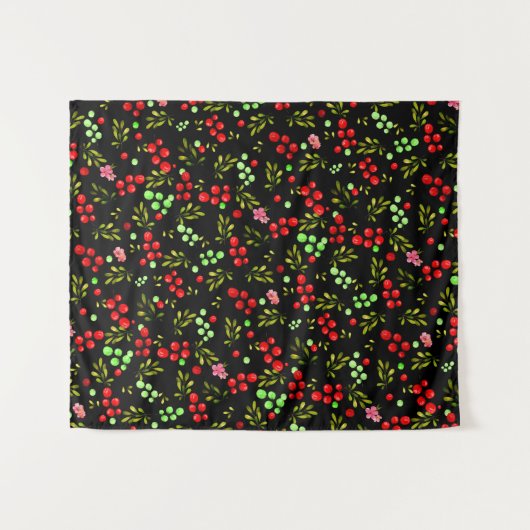 Berries Pattern Wandteppich (Vorderseite (Horizontal))