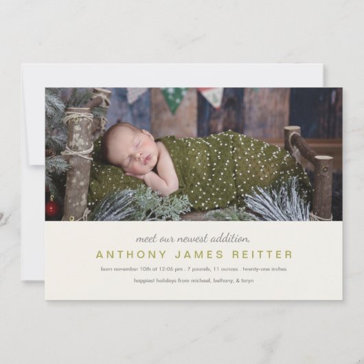 Berries Pine More the Merrier Birth Ankündigung (Rückseite)