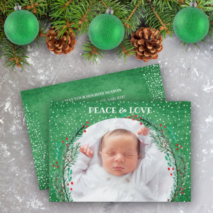 Berries Pine Wath Weihnachts-Foto Weihnachtskarte Feiertagskarte