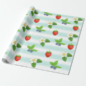 Berries Strawberries Blueberry Aquamarin Classic S Geschenkpapier (Ungerollt)