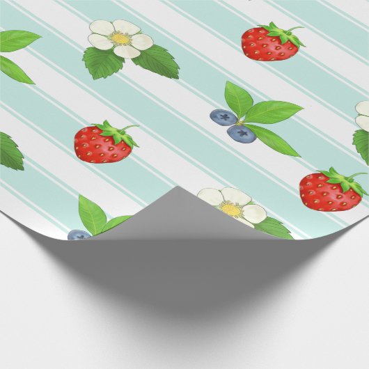 Berries Strawberries Blueberry Aquamarin Classic S Geschenkpapier (Ecke)