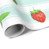 Berries Strawberries Blueberry Aquamarin Classic S Geschenkpapier (Rolleneckpunkt)