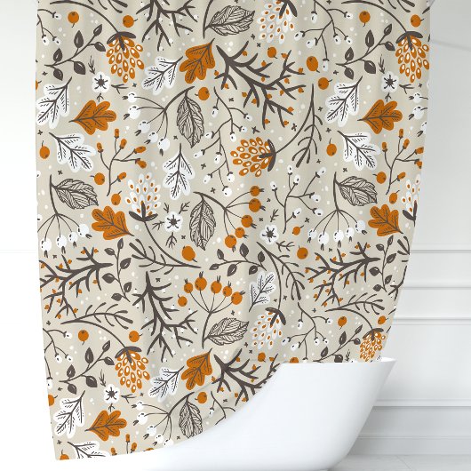 Berries und Blätter fallen Duschvorhang