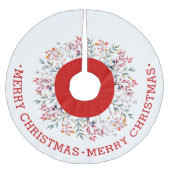 Berries und Blätter Weihnachtsfeiertag Polyester Weihnachtsbaumdecke (Vorderseite)