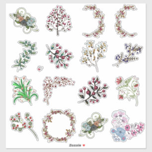Berries und Blume Collage Craft Sheet Beautiful Aufkleber