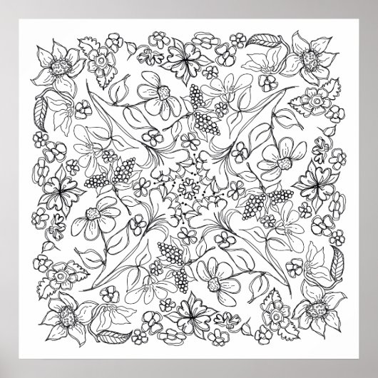 Berries und Blume Schöne Farbe eim Poster (Vorne)