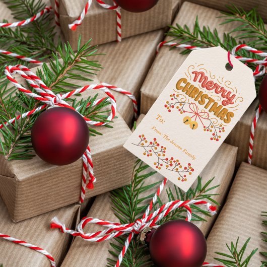 Berries und Glocken Weihnachten Geschenkanhänger