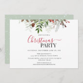 Berries und Greenery Blumenweihnachtsgebäck Party Einladung (Vorne/Hinten)