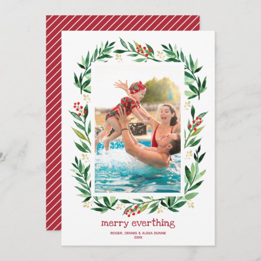 Berries und Grüntöne Frohe Weihnachten Foto (Vorne/Hinten)