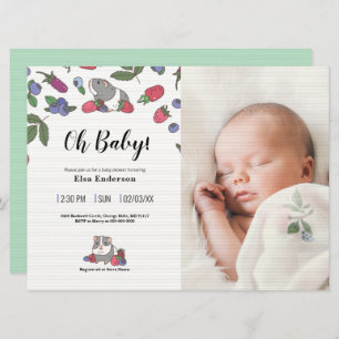 Berries und Guinea Schwein Custom Foto Babydusche Einladung