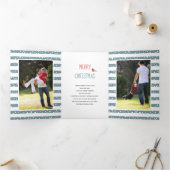 Berries, Vogel Weihnachts-Foto Collage Dreifach Gefaltete Urlaubskarte (Innenseite)