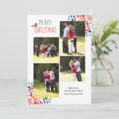 Berries Vogel Weihnachtskorallen Fotokarte Einladung (Stehend Vorderseite)