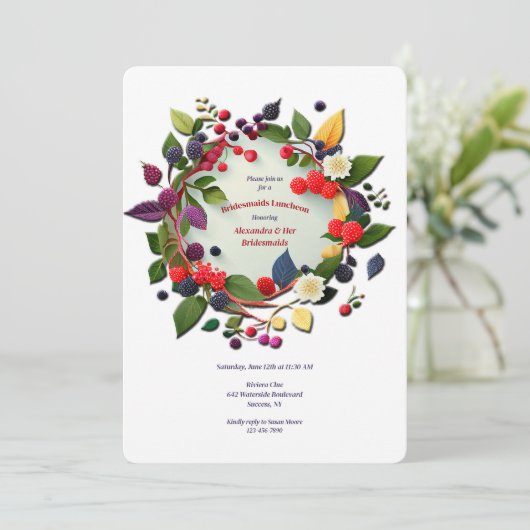 Berries Wreath Einladung (Stehend Vorderseite)