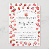 Berry 1. Foto Geburtstagsparty Einladung (Vorne/Hinten)