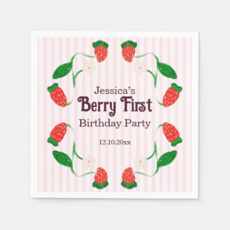 Berry 1. Geburtstag Art Nouveau Pink Serviette