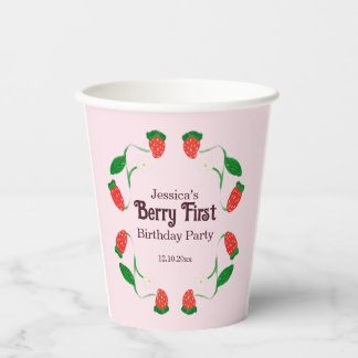 Berry 1. Geburtstag Art Nouveau Süß Rosa Pappbecher