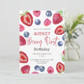 Berry 1. Geburtstag Einladung Berry First Ver 2 (Stehend Vorderseite)