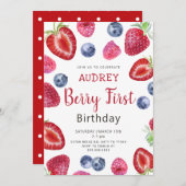Berry 1. Geburtstag Einladung Berry First Ver 3 (Vorne/Hinten)