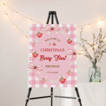 Berry 1. Geburtstag Erdbeere Gingham Willkommenssc