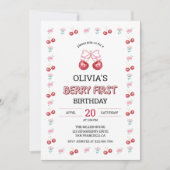Berry 1. Geburtstag Girl Cherry Party Einladung (Vorderseite)