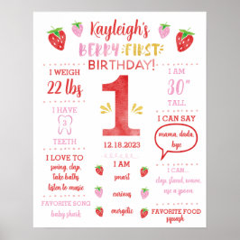 Berry 1. Geburtstag Milestone Poster Red Gold