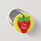 Berry 1. Geburtstag Niedlich Strawberry Farbige Mo Button (Vorne & Hinten)