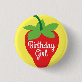 Berry 1. Geburtstag Niedlich Strawberry Farbige Mo Button