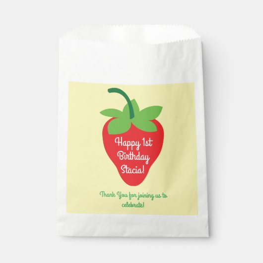 Berry 1. Geburtstag Niedlich Strawberry Farbige Mo Geschenktütchen (Vorderseite)