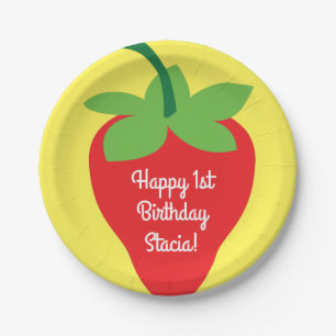 Berry 1. Geburtstag Niedlich Strawberry Farbige Mo Pappteller