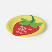 Berry 1. Geburtstag Niedlich Strawberry Farbige Mo Pappteller (Schrägansicht)