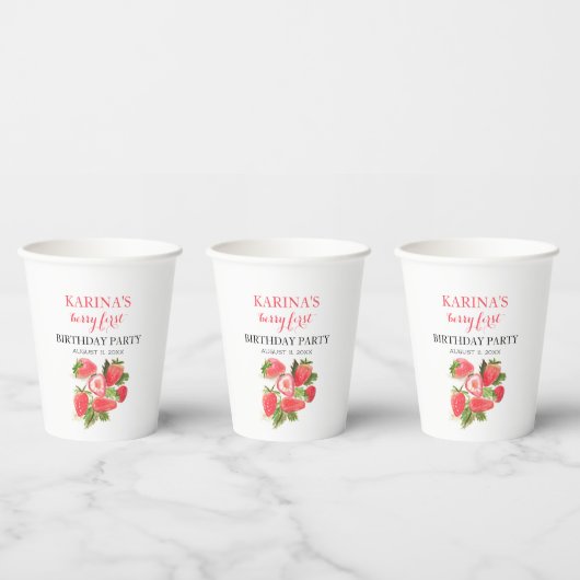 Berry 1. Geburtstag Party Erdbeerobst Sommer Pappbecher (Multi)