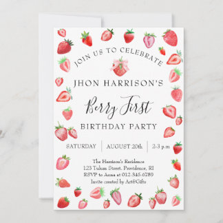 Berry 1. Geburtstag Party Modern Einladung