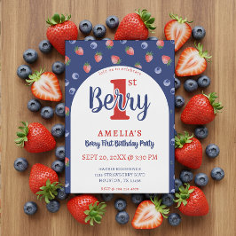 Berry 1. Geburtstag Party Strawberry Blueberry Blu Einladung