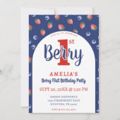Berry 1. Geburtstag Party Strawberry Blueberry Blu Einladung (Vorderseite)