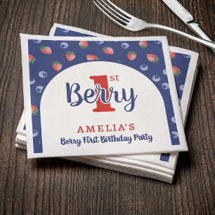 Berry 1. Geburtstag Party Strawberry Blueberry Blu Serviette