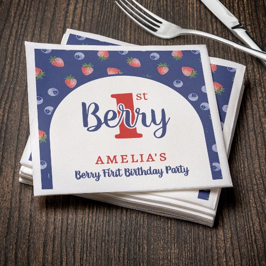 Berry 1. Geburtstag Party Strawberry Blueberry Blu Serviette