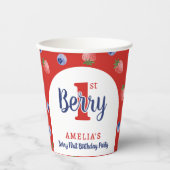 Berry 1. Geburtstag Party Strawberry Blueberry Red Pappbecher (Vorderseite)