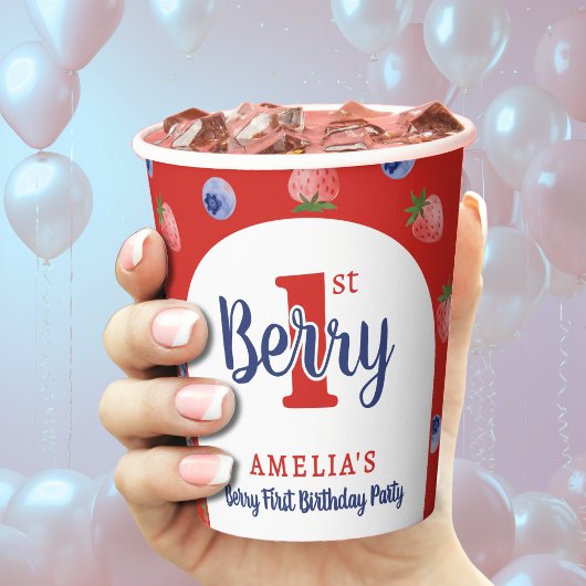 Berry 1. Geburtstag Party Strawberry Blueberry Red Pappbecher