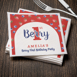 Berry 1. Geburtstag Party Strawberry Blueberry Red Serviette