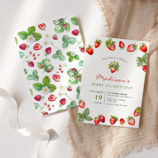 Berry 1. Geburtstag Strawberry Einladung