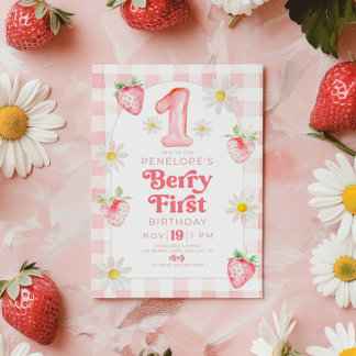 Berry 1. Geburtstag Strawberry Einladung