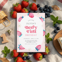 Berry 1. Geburtstag Strawberry Erste Geburtstagspa Einladung