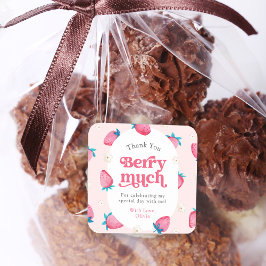 Berry 1. Geburtstag Strawberry First Bday Vielen D Quadratischer Aufkleber