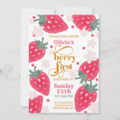 Berry 1. Geburtstag Strawberry Girl's 1. Geburtsta Einladung (Vorderseite)