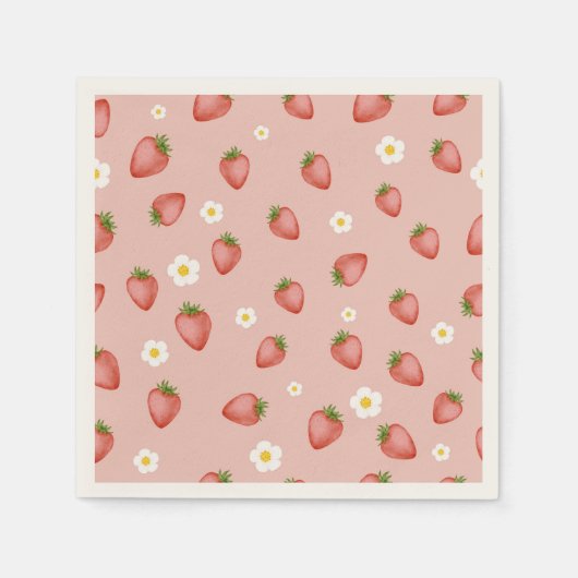 Berry 1. Geburtstag Strawberry Themenpapier Napkin Serviette (Vorderseite)